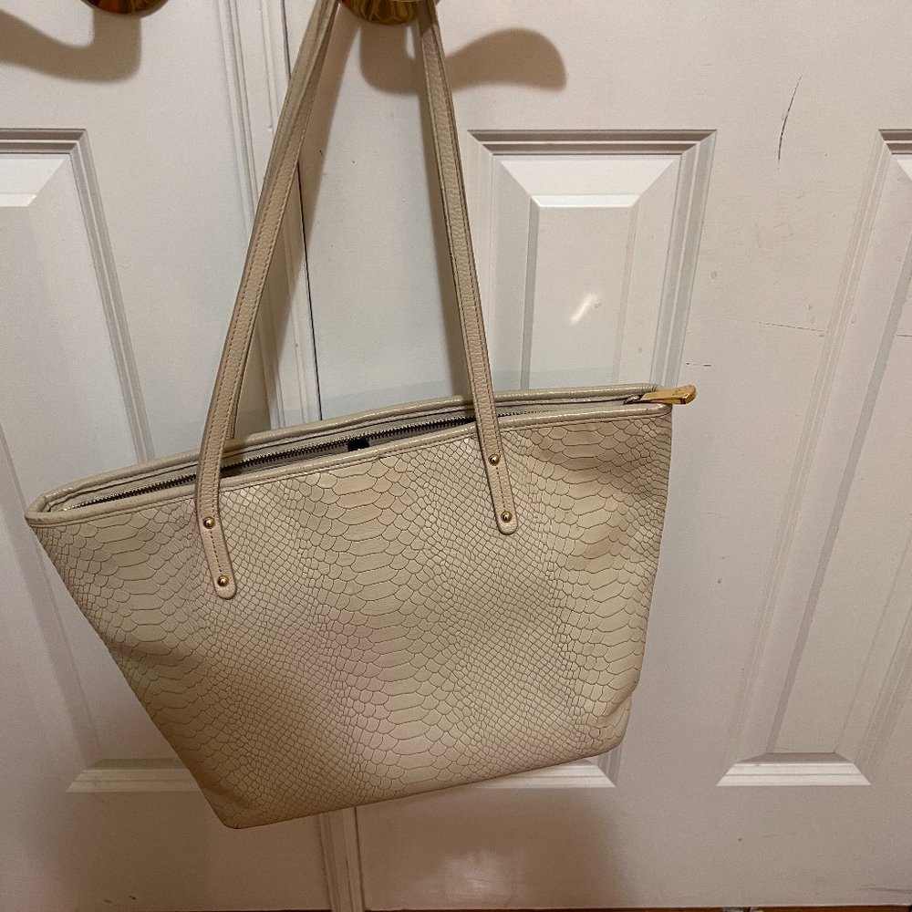 Pre-owned - Gigi New York Python print leather tote bag